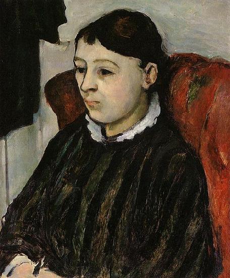 Paul Cezanne Portrait of Madame Cezanne in a Striped Robe oil painting image